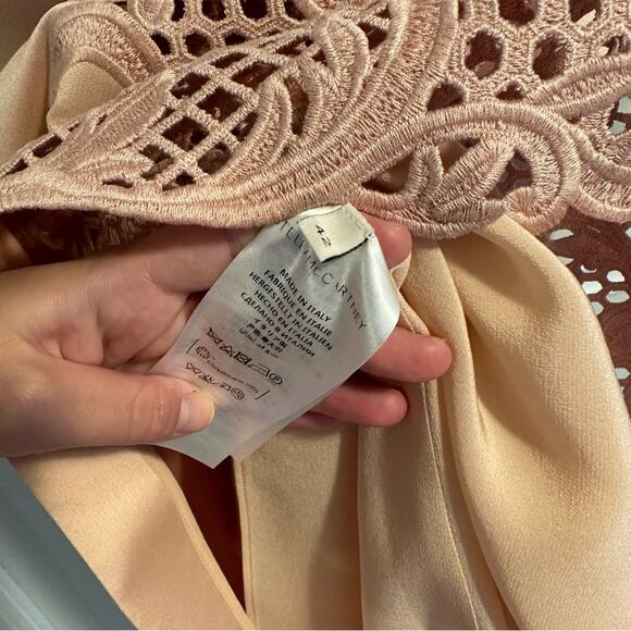 NWT Stella McCartney Pink Cotton Silk Lace Embroidered Shift Mini Dress 42 M - Picture 12 of 16